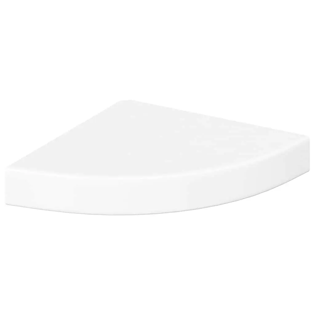 Floating Corner Wall Shelves High Gloss White 25x25x3.8cm Set