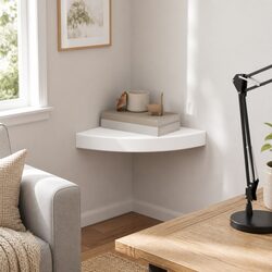 Floating Corner Shelf in White for Efficient Storage