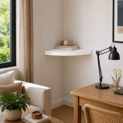 Corner Wall Shelf - White Floating Display Storage