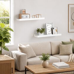 Sleek Design Wall-Mounted Display Ledges - 2 pcs White