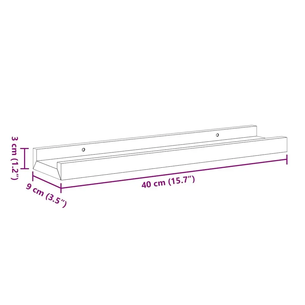 Picture Frame Ledge Shelves Wall-Mounted Display Convenience Feature 40x9x3 cm White 2 Piece