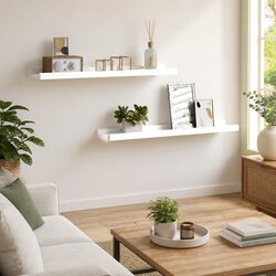 2-Piece White Wall-Mounted Picture Frame Ledges