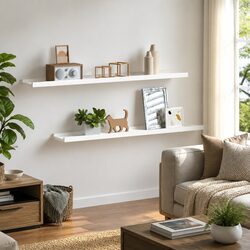 2-Pack White Floating Shelves for Displaying Pictures