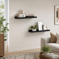 Floating Ledge Shelves for Wall Display - 2 pcs Black