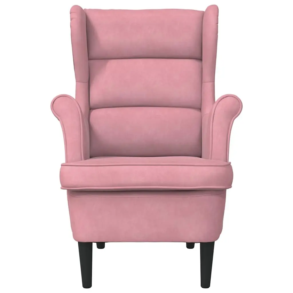 Armchair Padded Backrest Seat Pink Velvet Upholstered