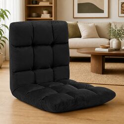 Compact Adjustable Folding Floor Chair in Black