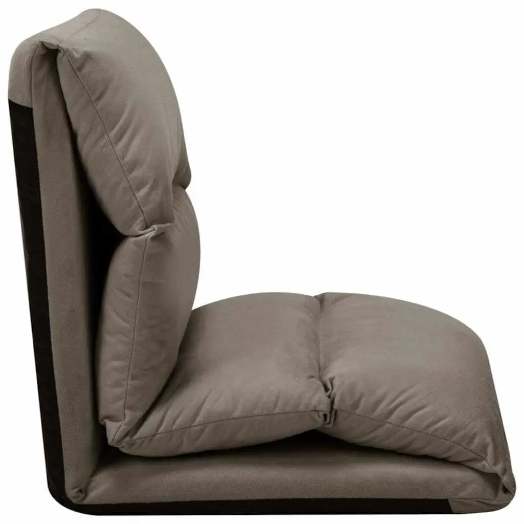 Folding Floor Chair Adjustable Compact Microfibre Grey