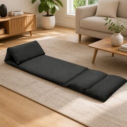 Microfibre Folding Floor Chair with Adjustable Recline