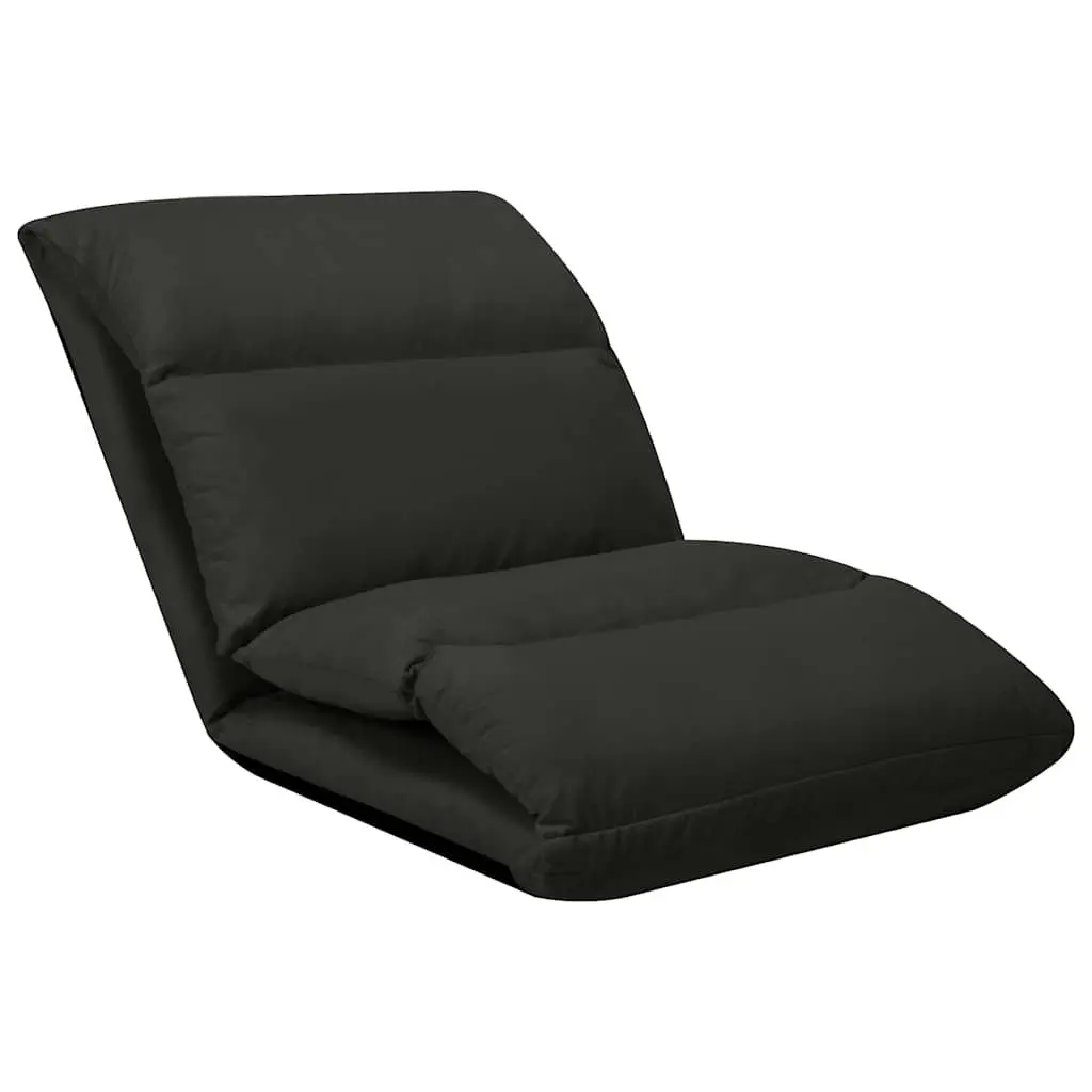 Folding Floor Chair Adjustable Microfibre Black