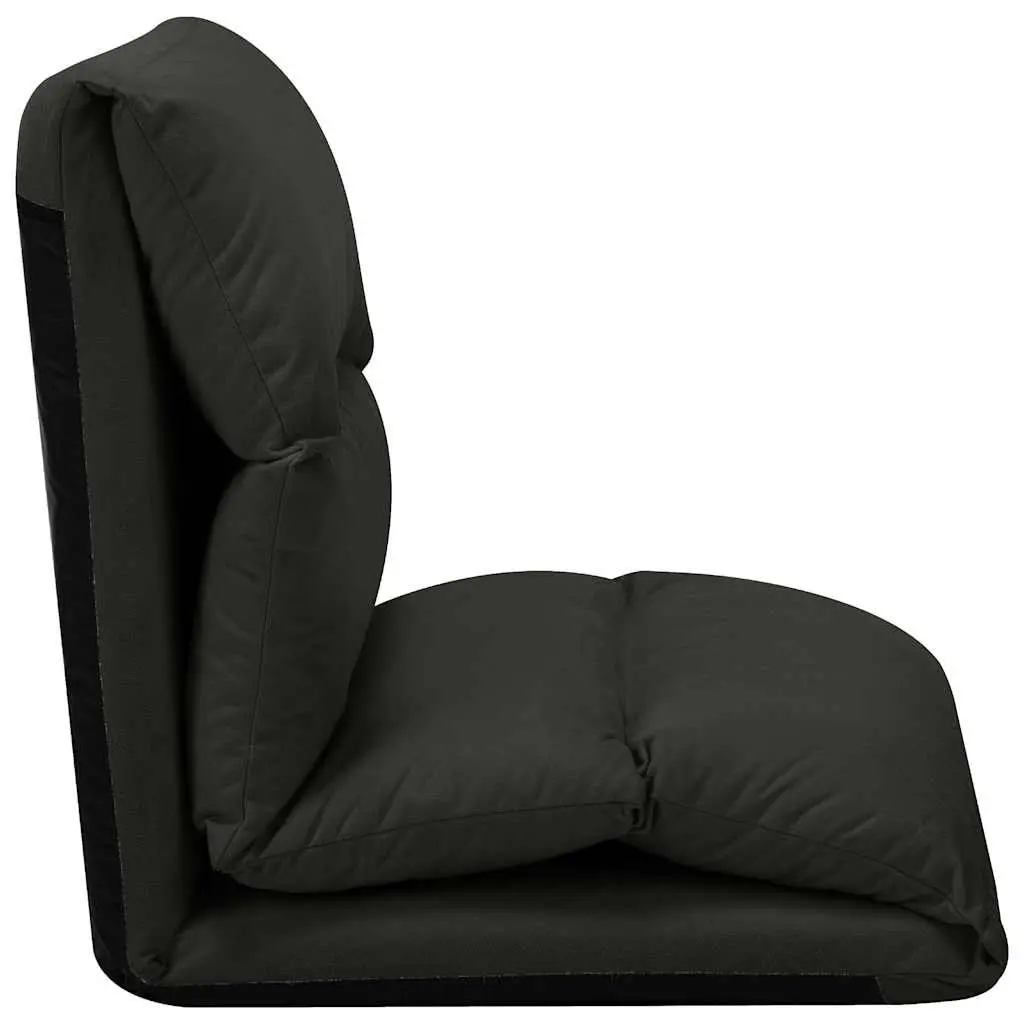 Folding Floor Chair Adjustable Microfibre Black