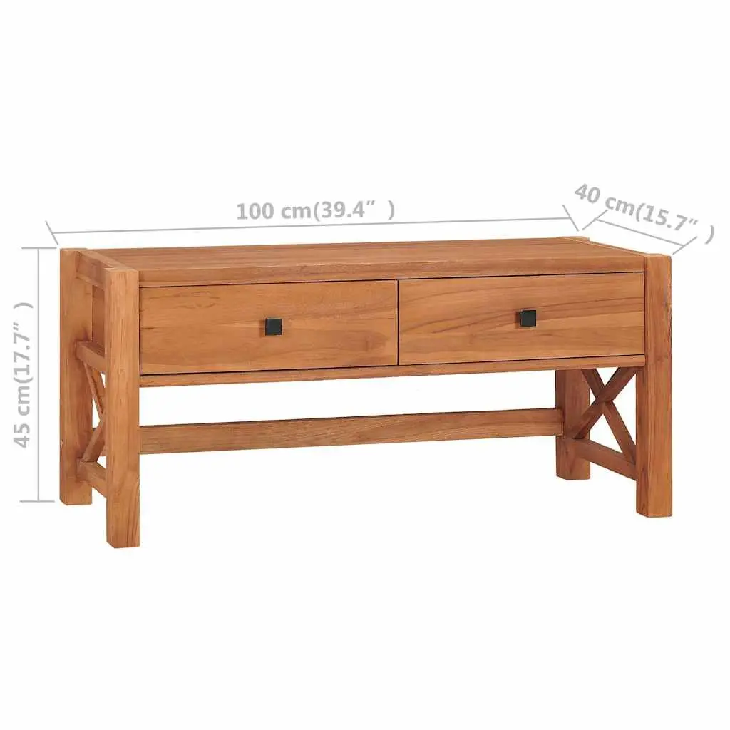 TV Cabinet Storage Unit with Drawers 100x40x45 cm Brown Teak Wood