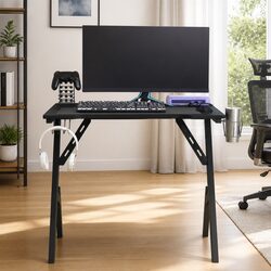 Gaming Desk with Y Shape Legs, Black - 90x60x75cm