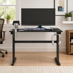 Gaming Desk with Z-Shaped Iron Legs and RGB LEDs 110x60x75cm