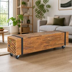 TV Stand Dimensions 110x30x32.5cm Solid Teak Construction