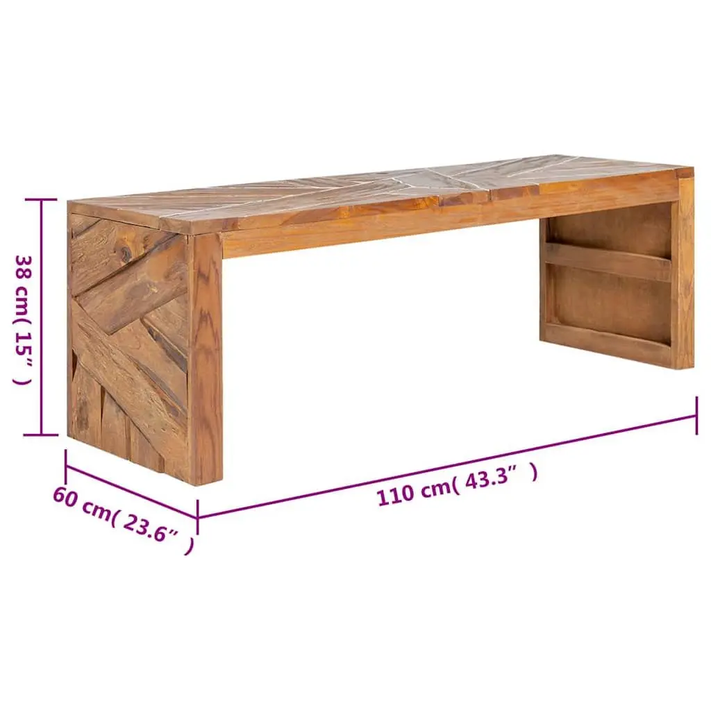 TV Stand 110x60x38 cm Solid Teak Wood Brown Living Room Sideboard Lowboard
