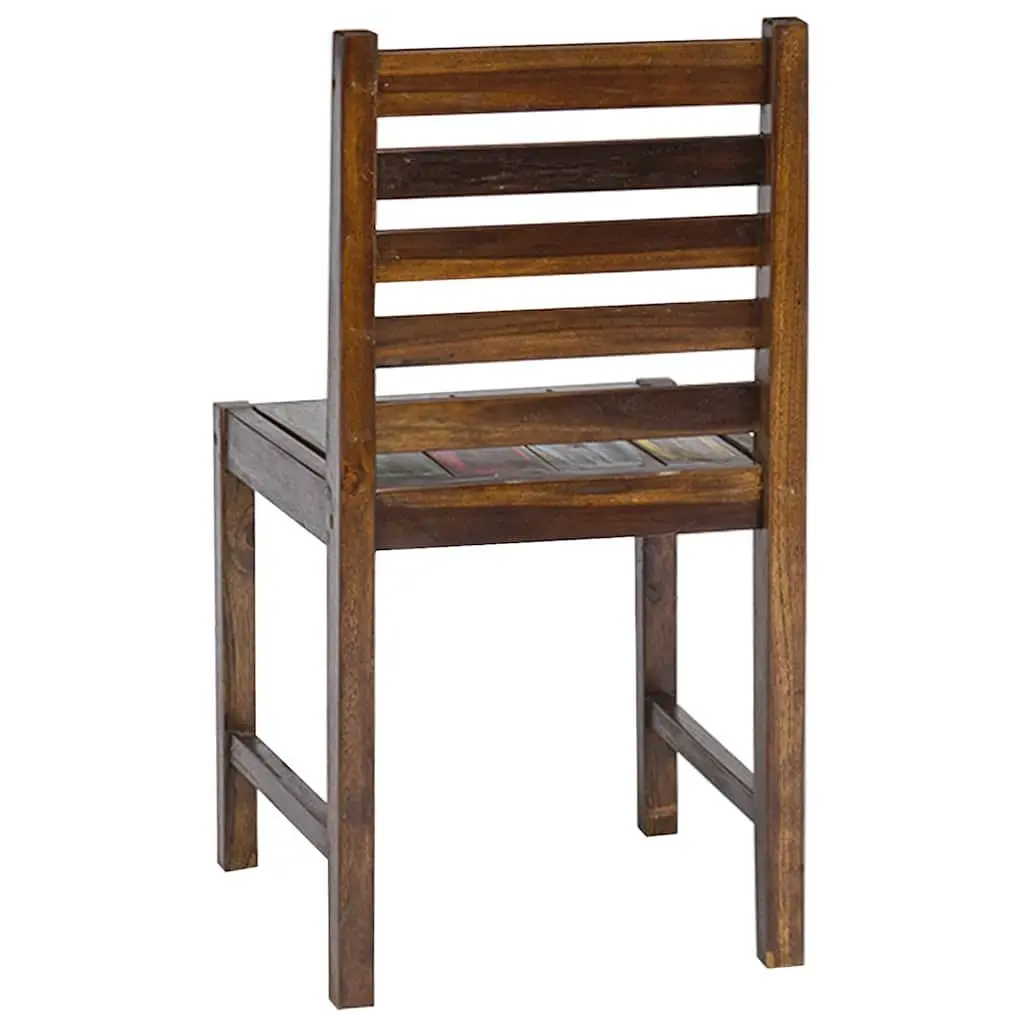 Dining Chairs Vintage Handmade Multicolour Solid Reclaimed Wood 2 Piece