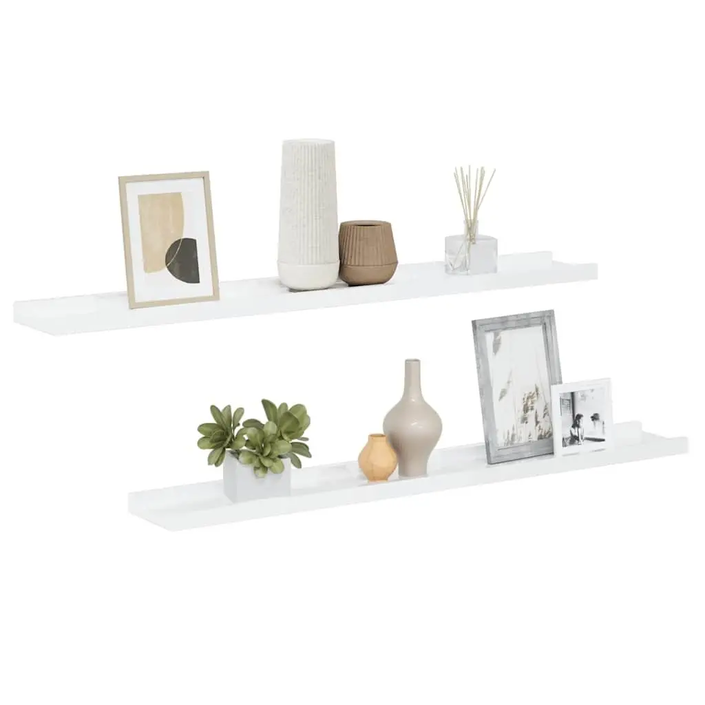 Wall Shelves Floating Storage Display Unit High Gloss White 80 x 9 x 3 cm 2 Piece