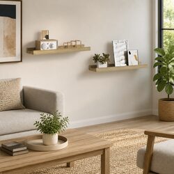 Set of 2 Floating Wall Shelves in Sonoma Oak