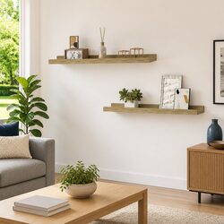 MDF Wall Shelves Set of 2 in Brown Sonoma Oak, 60x9x3 cm