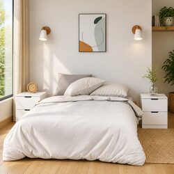 Bedside Table Set White 40x40x50cm Engineered Wood 2pcs