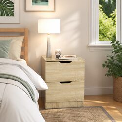 Compact Brown Side Table with Storage 40x40x50 cm