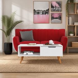Coffee Table in White Engineered Wood with Storage