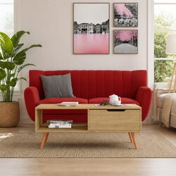 Coffee Table in Brown Engineered Wood with Dimensions