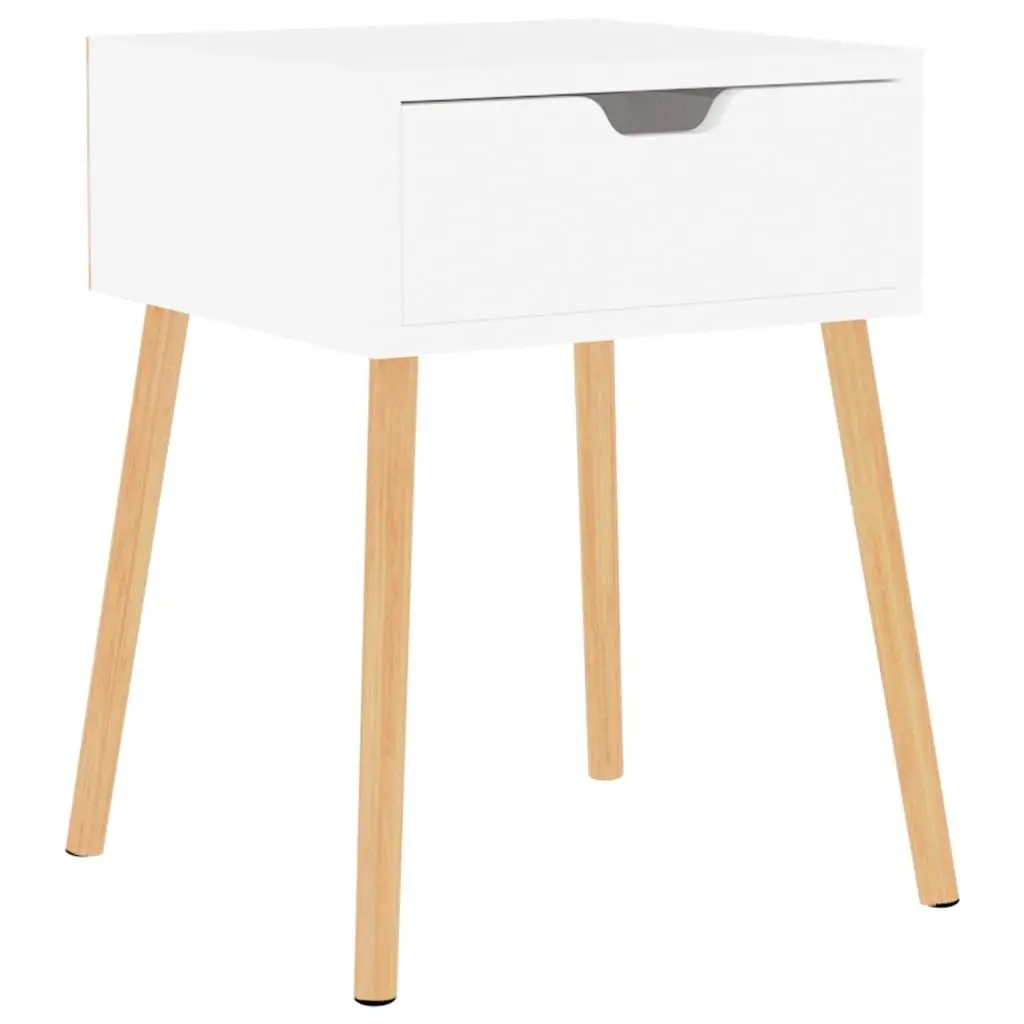 White Bedside Cabinet Engineered Wood Storage 40cm x 40cm x 56cm Modern Nightstand