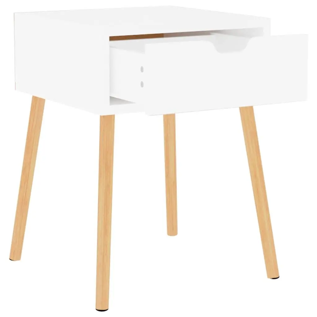 White Bedside Cabinet Engineered Wood Storage 40cm x 40cm x 56cm Modern Nightstand