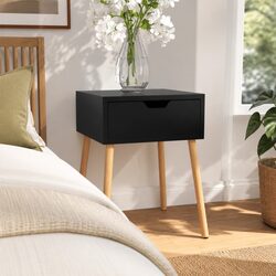 Engineered Wood Black Bedside Cabinet 40x40x56 cm