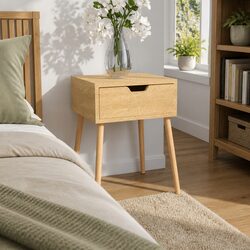 Engineered Wood Bedside Cabinet with Storage Drawer