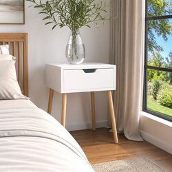 Engineered Wood Nightstand 40x40x56cm with Storage Drawer