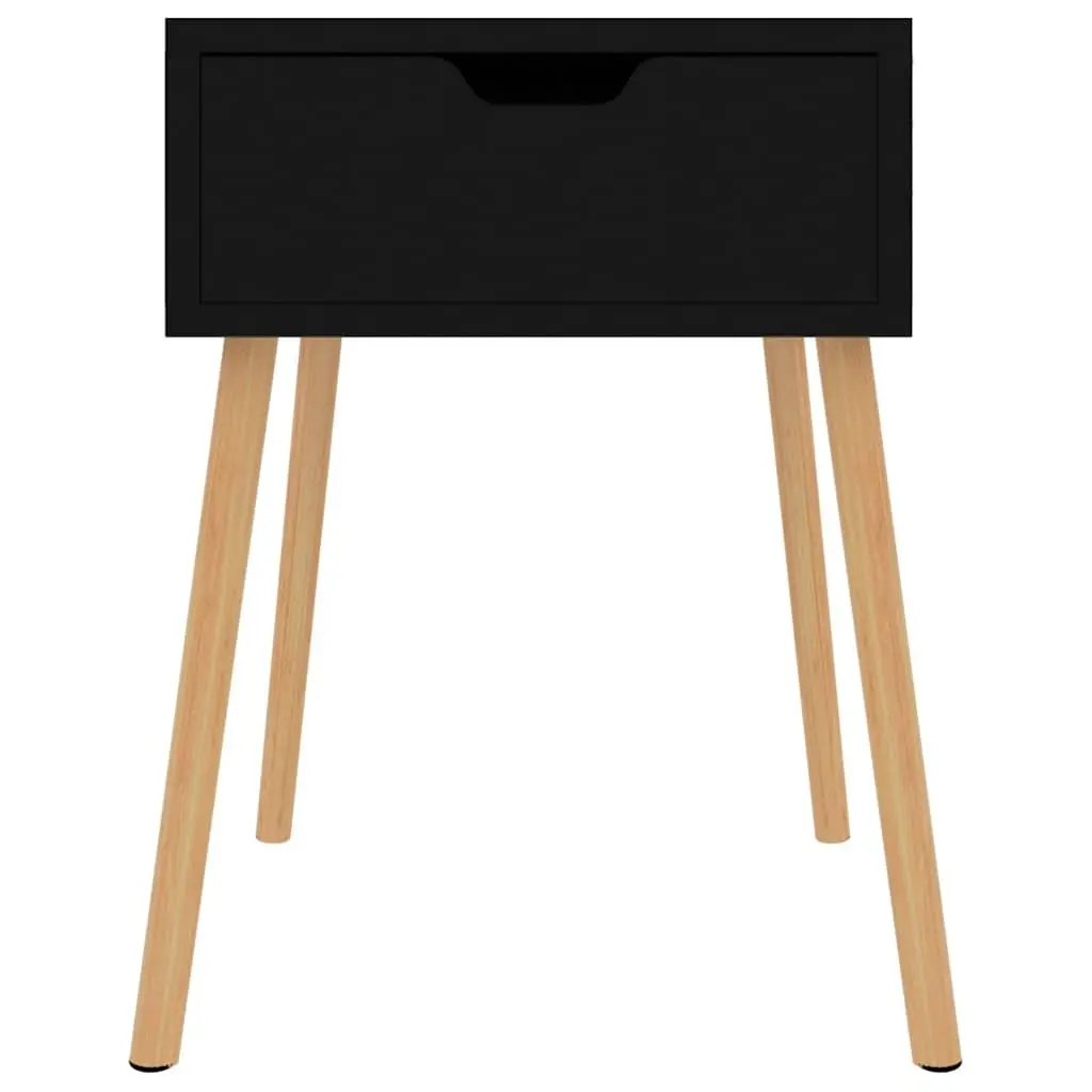Bedside Table Modern High Gloss Black Engineered Wood 40x40x56cm