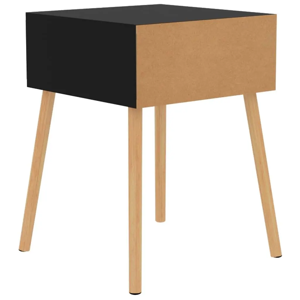Bedside Tables High Gloss Black Modern Storage 2 Piece