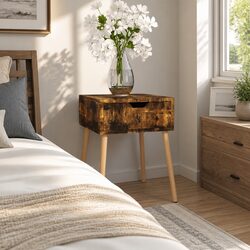 Functional Brown Bedside Cabinet with Drawer
