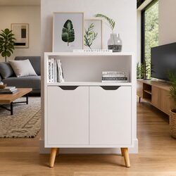 White Engineered Wood Sideboard Storage Cabinet Dimensions 60x30x72