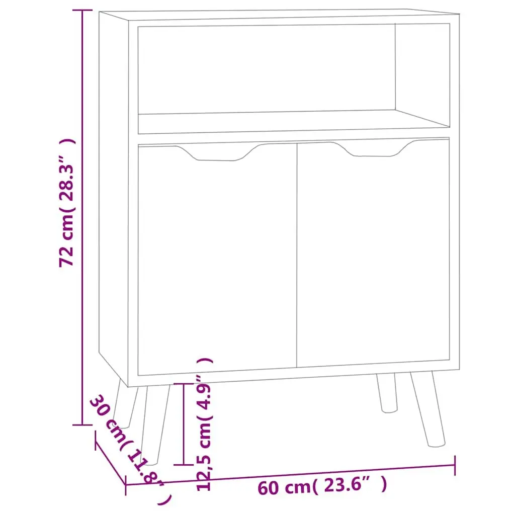 Sideboard Storage Cabinet Engineered Wood Spacious White 60W x 30D x 72H cm