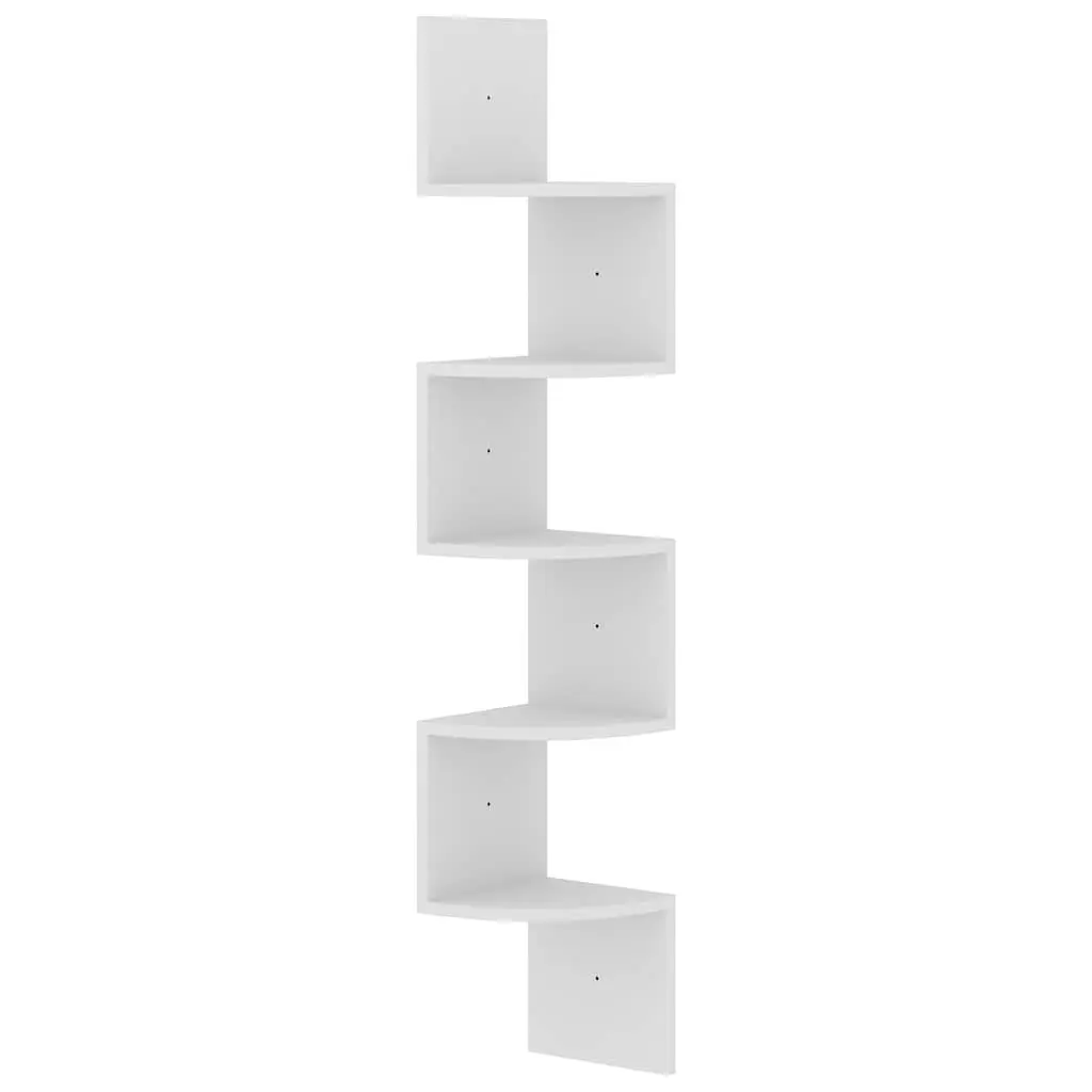 Wall Corner Shelf White 19x19x123cm Engineered Wood Display Storage Hanging