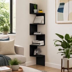 Functional Black Corner Shelf 19x19x123 cm
