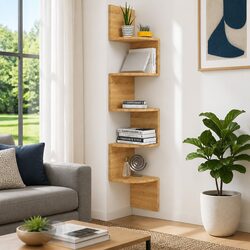 Engineered Wood Wall Corner Shelf in Brown Sonoma Oak