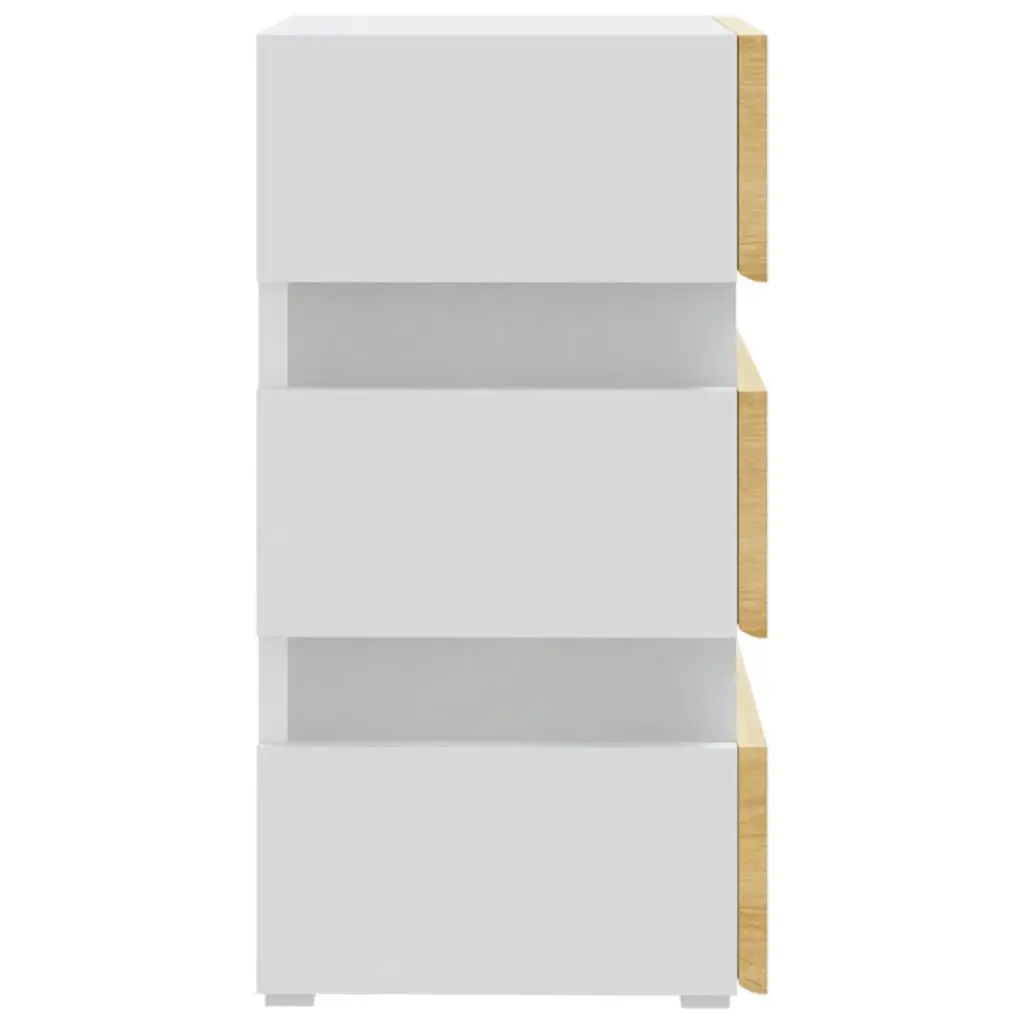 LED Light Nightstand with Storage Engineered Wood Beige 45x35x67cm