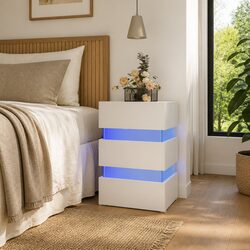 Engineered Wood LED Bedside Cabinet for Modern Spaces