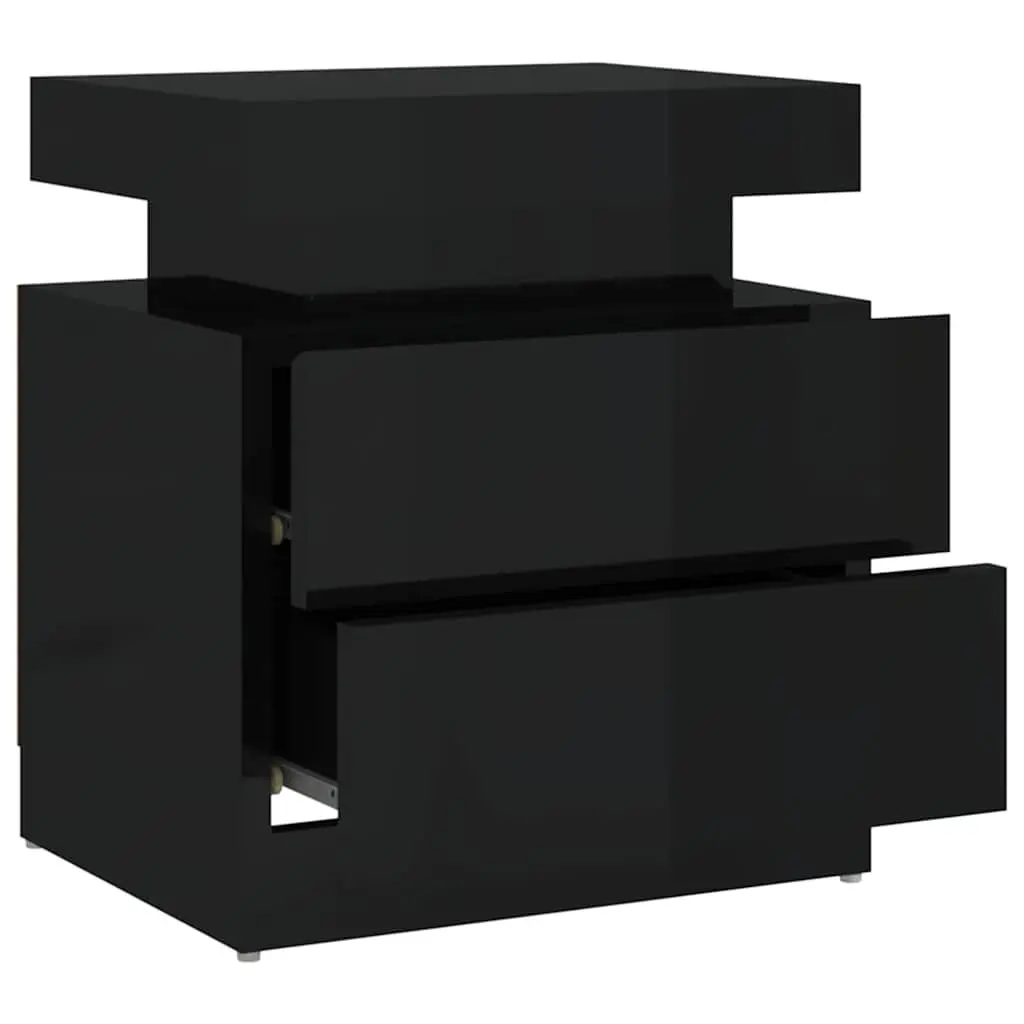 Bedside Table High Gloss Black Storage 45 x 35 x 52 cm