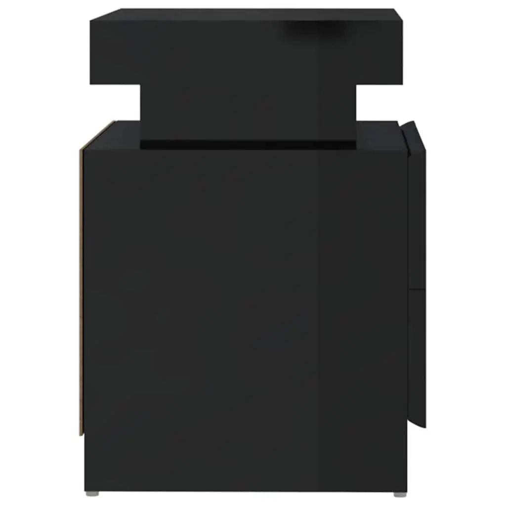 Bedside Table High Gloss Black Storage 45 x 35 x 52 cm