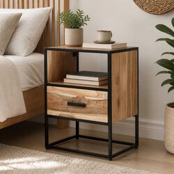 Acacia Wood Nightstand Cabinet 40x30x50 cm