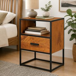 Acacia Wood Bedside Table with 1 Drawer 40x30x50 cm