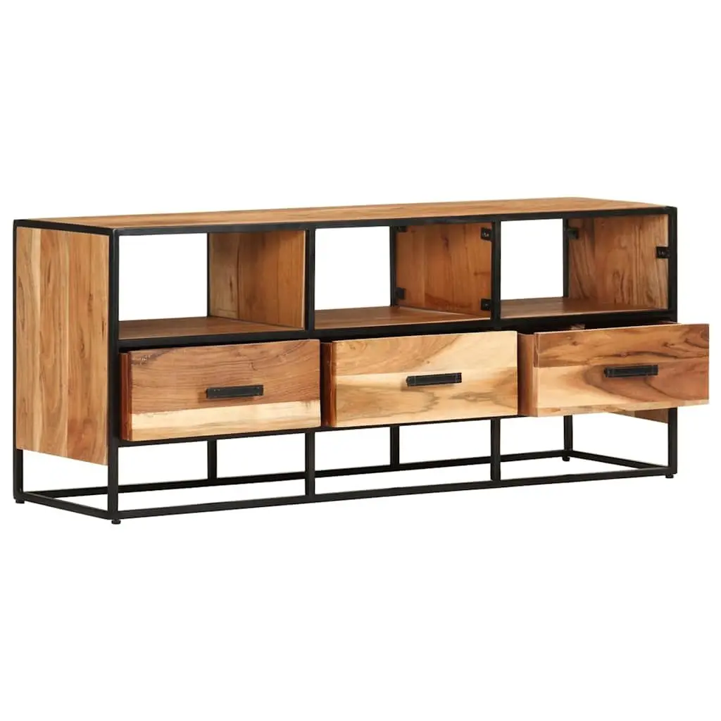 TV Cabinet Rustic Industrial Style Solid Acacia Wood 110x30x45cm Brown