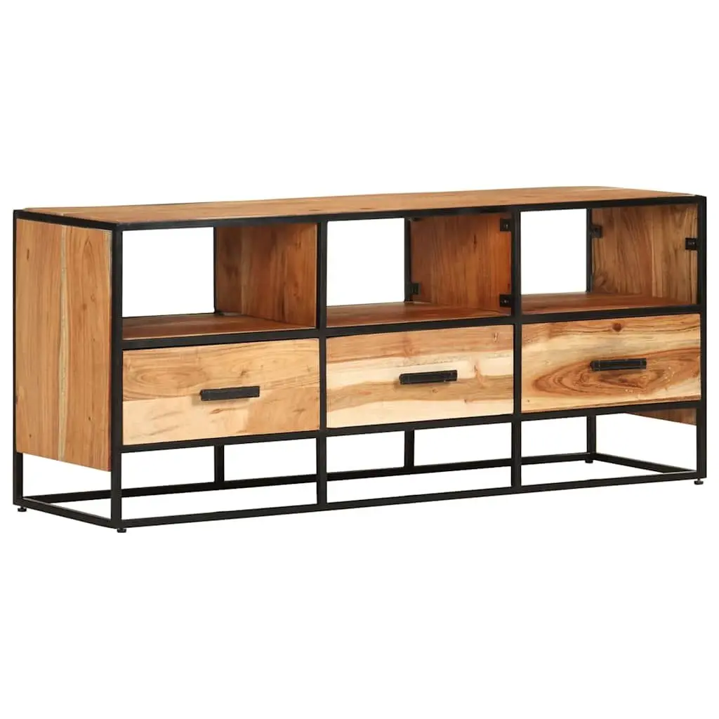 TV Cabinet Rustic Industrial Style Solid Acacia Wood 110x30x45cm Brown