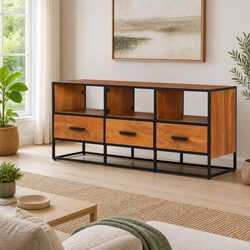 TV Cabinet 110x30x45 cm with 3 Drawers and Shelves