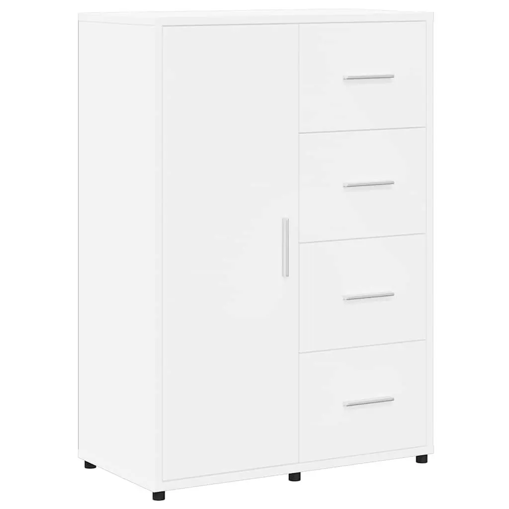 White Sideboard Storage Cabinet 60x31x84 cm Engineered Wood Furniture Set of 2